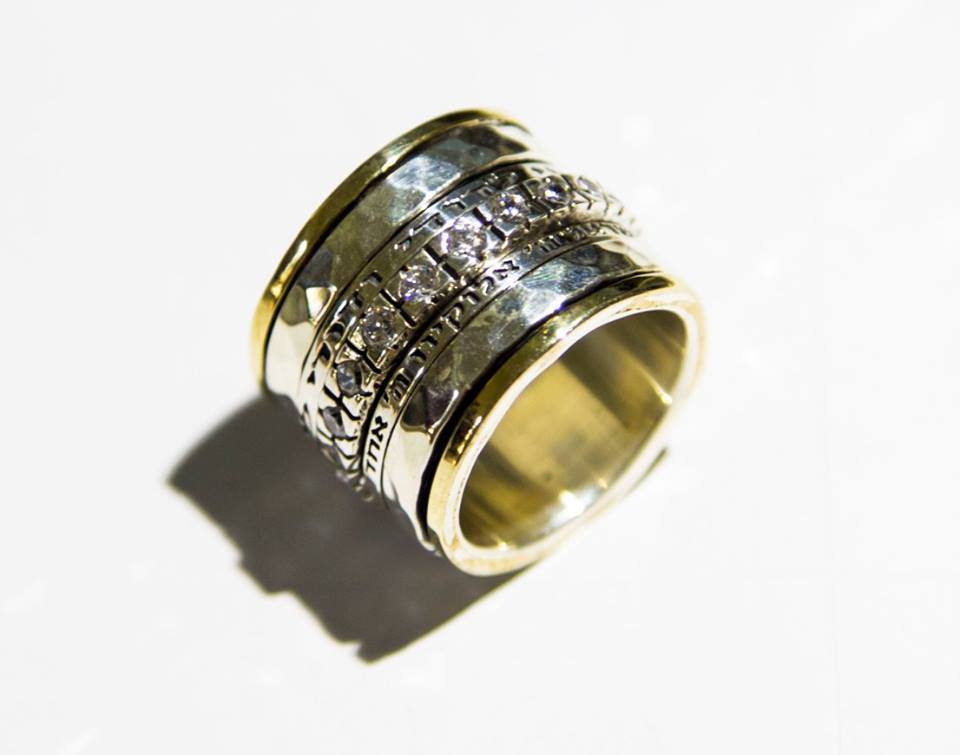 Bluenoemi Rings Hebrew blessing  ring silver gold cz zircons