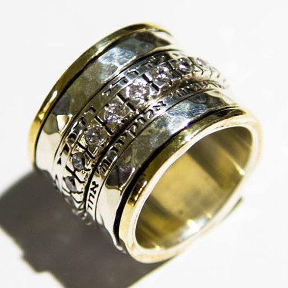 Bluenoemi Rings Hebrew blessing  ring silver gold cz zircons
