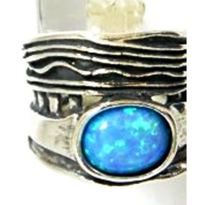 Bluenoemi Rings Israel designer jewelry Sterling Silver 925 Ring Blue Opal