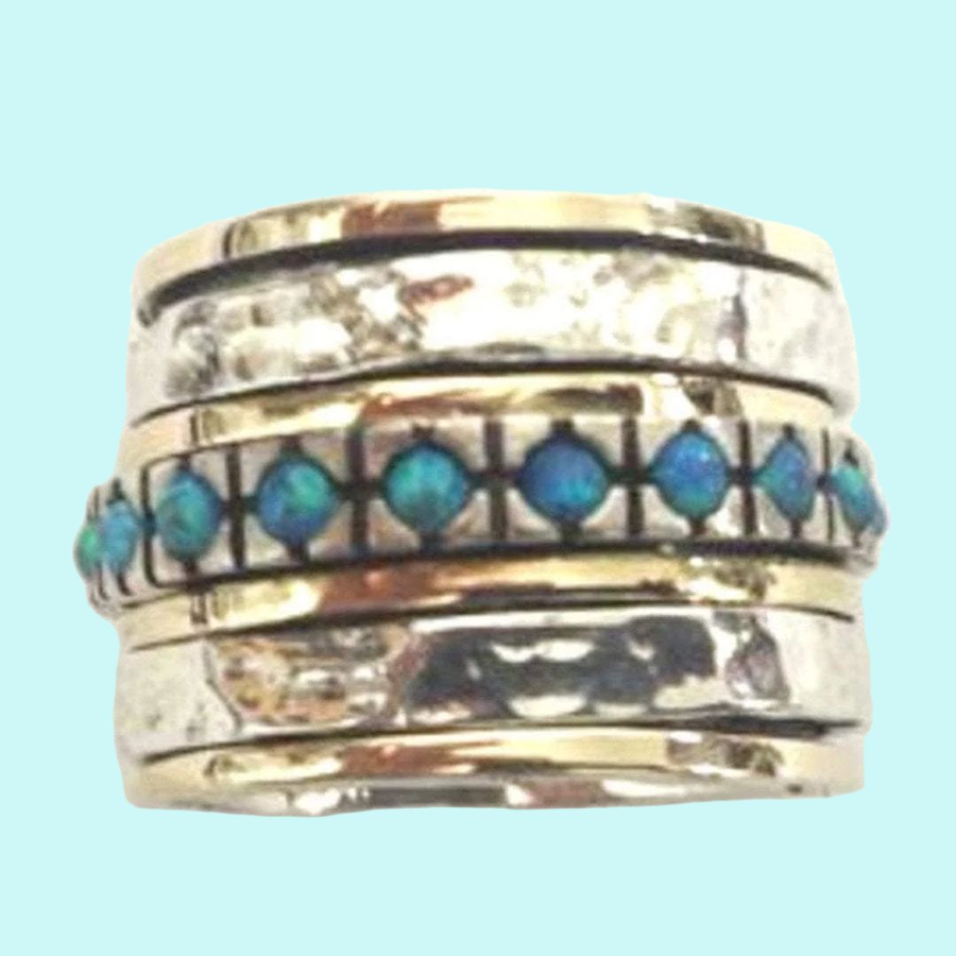 Bluenoemi Rings Mother's Day Gift. Statement ring / spinner ring / israeli ring / silver 9 ct gold ring / bands Bluenoemi opals