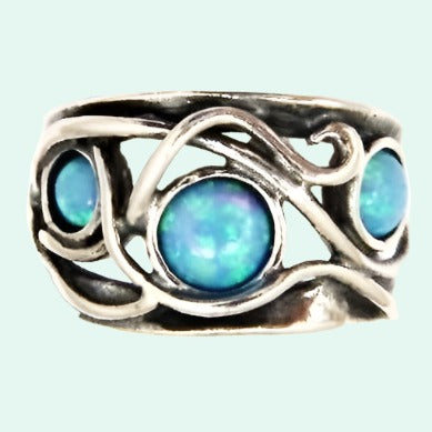 Bluenoemi Rings Silver ring Israeli jewelry blue opal