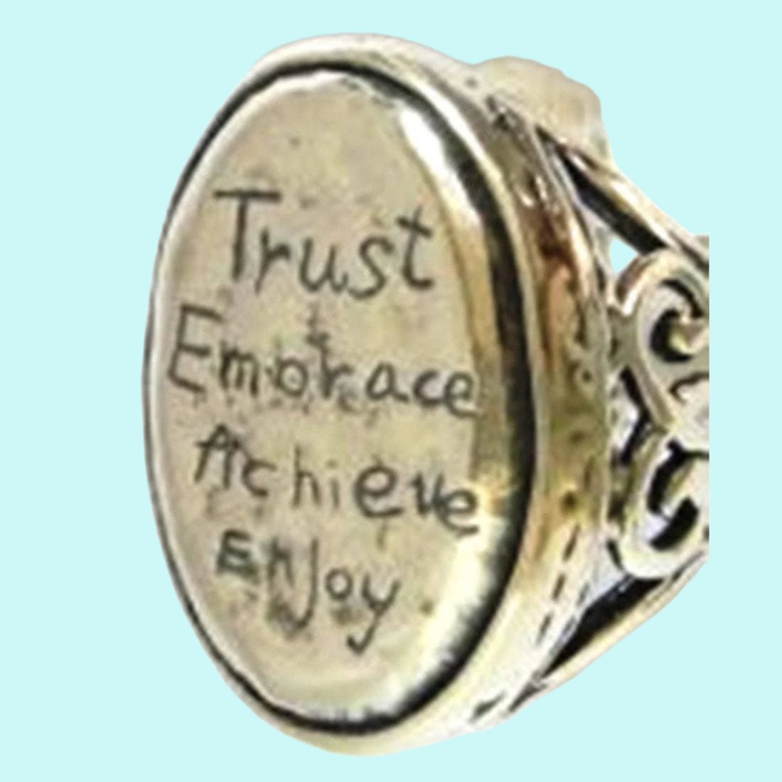 Bluenoemi Rings Silver Ring. Message Ring. English sterling silver rings. Trust Embrace Achieve Enjoy