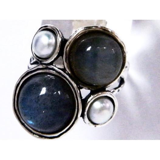 Bluenoemi Rings silver ring set labradorite / turquoise , sterling silver  jewelry , Bluenoemi ring, ring for woman