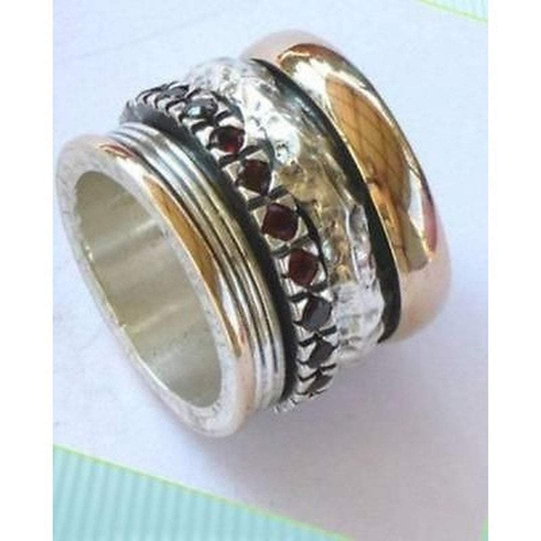 Bluenoemi Rings Spinner ring for woman. Silver gold Ring set with garnets or other gemstones.
