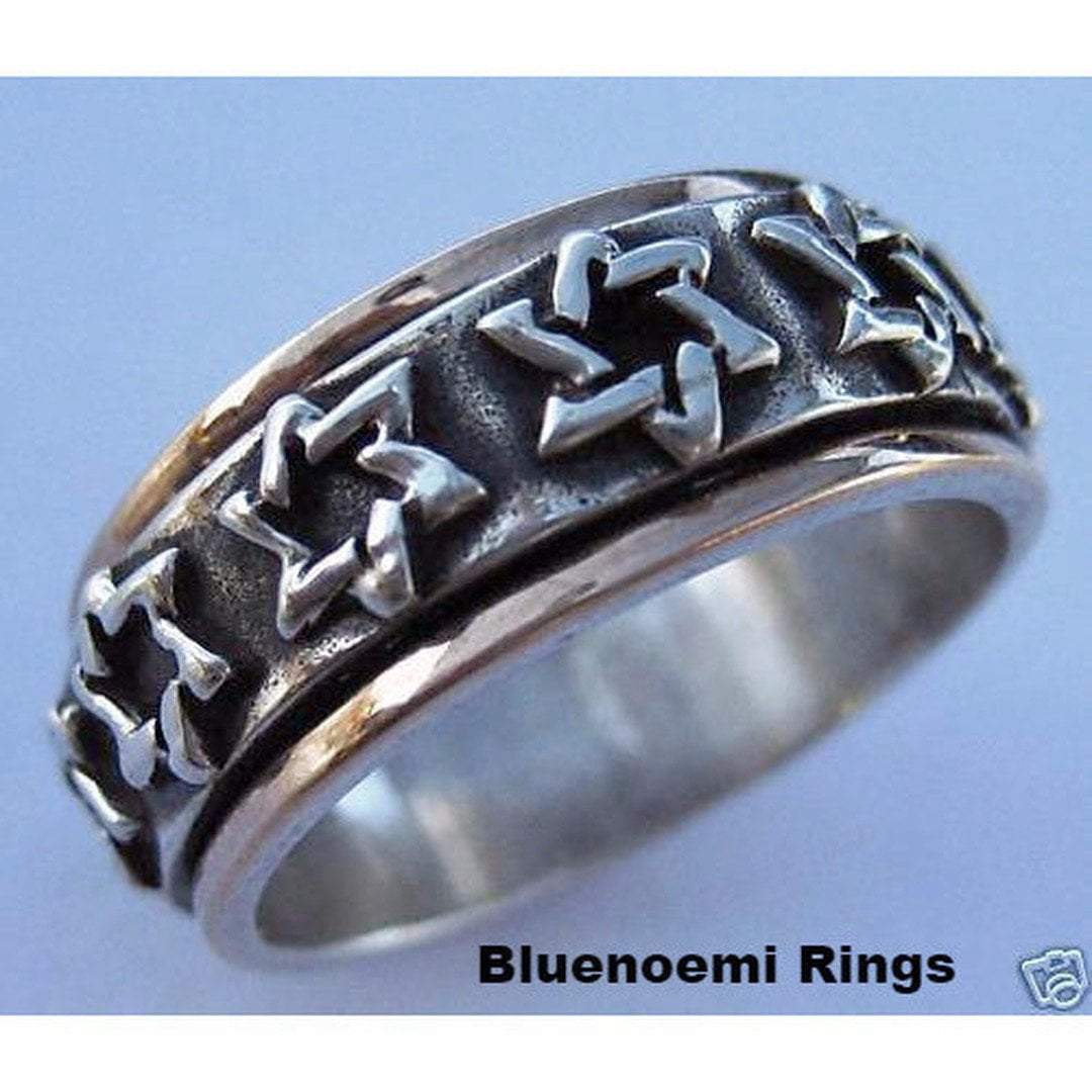 Bluenoemi Rings Spinner ring, Jewish star of David ring , spinner rings silver & gold