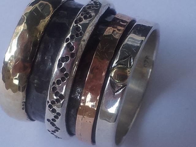 Bluenoemi Rings Spinner ring, Meditation ring , spinning ring Sterling 925 silver gold 9 kt Bluenoemi