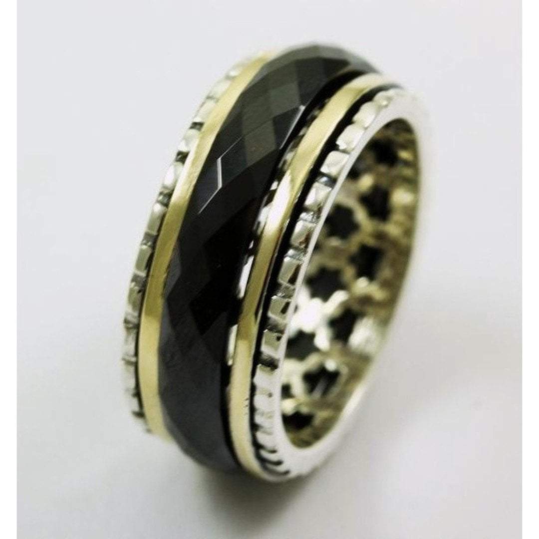 Bluenoemi Rings Spinner ring Silver 9ct Gold and  Ceramics Bluenoemi Jewelry