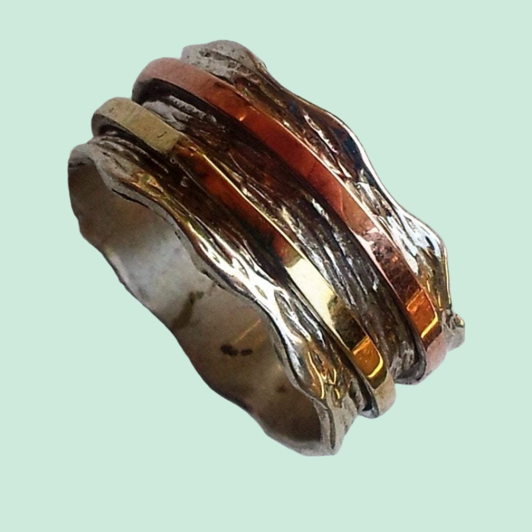 Spinner ring silver gold designer jewelry Israeli rings in all sizes - Bluenoemi