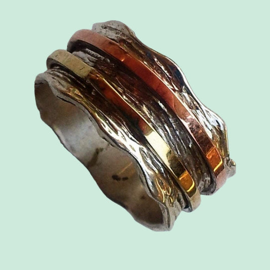 Spinner ring silver gold designer jewelry Israeli rings in all sizes - Bluenoemi