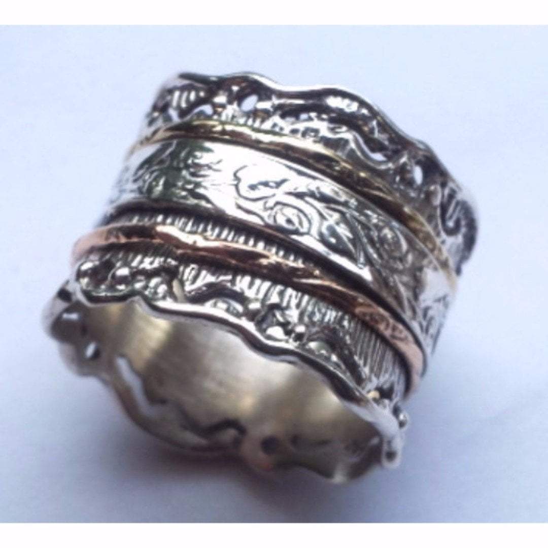 Bluenoemi Rings Spinner spinning ring silver gold designer jewelry Israeli rings Meditation rings