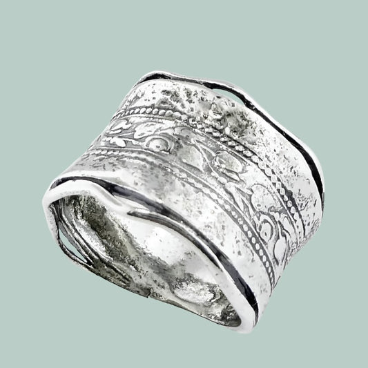 Sterling silver ring Bohemian design floral vintage look rings - Bluenoemi