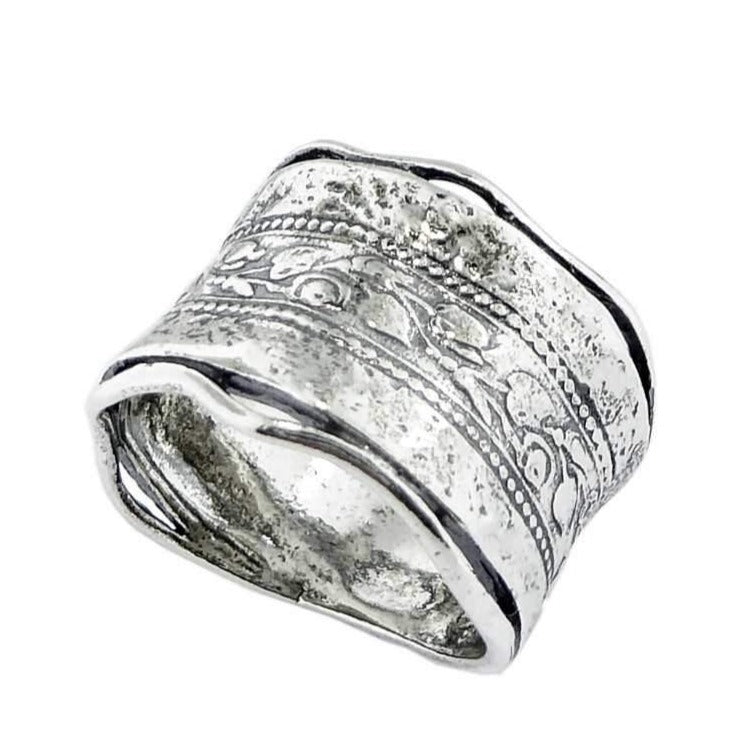 Bluenoemi Rings Sterling silver ring  Bohemian design floral vintage look rings