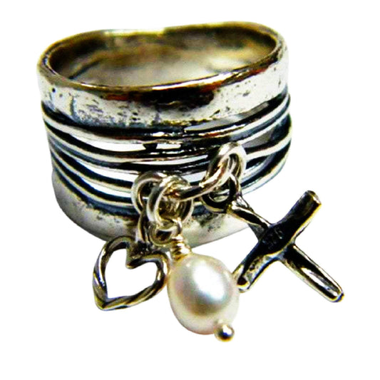 Bluenoemi Rings Sterling Silver ring, Cross ring , charms rings,  Christian ring, Israeli jewelry