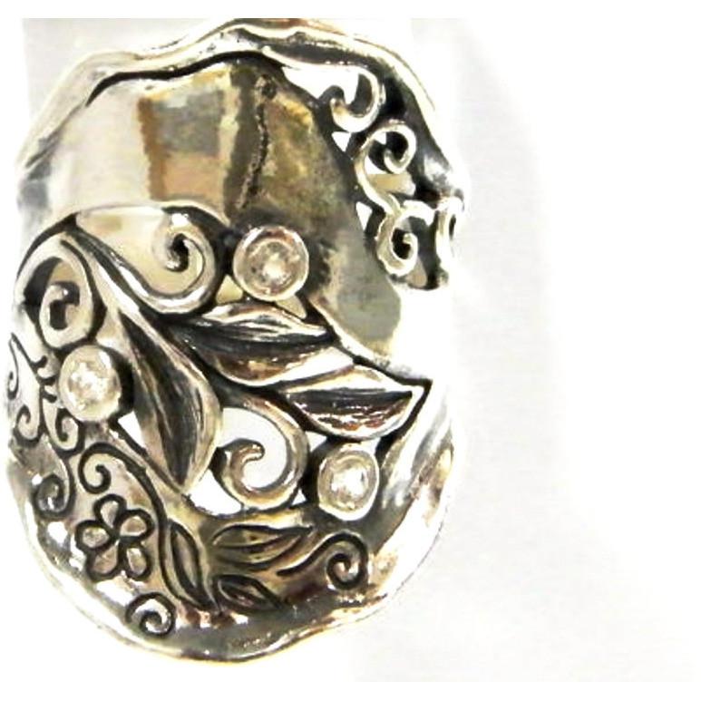 Bluenoemi Rings Sterling silver ring, zircons ring,  Israeli designer ring.