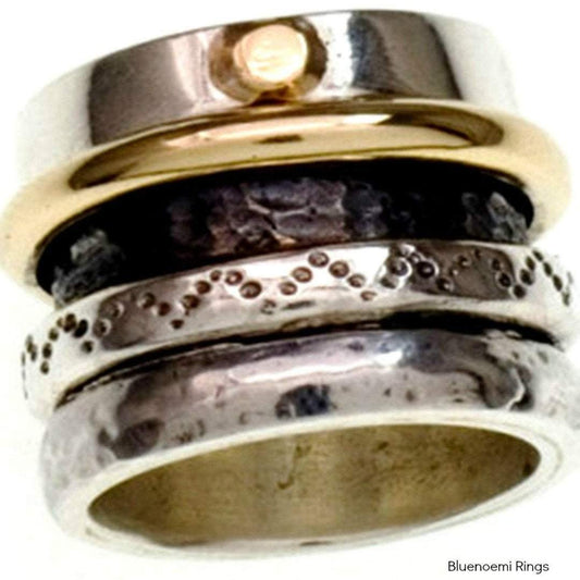 Bluenoemi Rings Unique Spinner ring  Sterling silver & gold spinning rings. Unisex rings. Vintage Inspired.