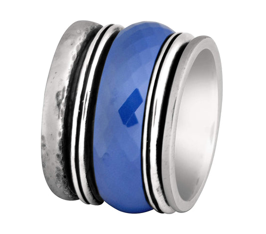 Bluenoemi Rings Vintage Inspired Spinner ring silver and ceramic.
