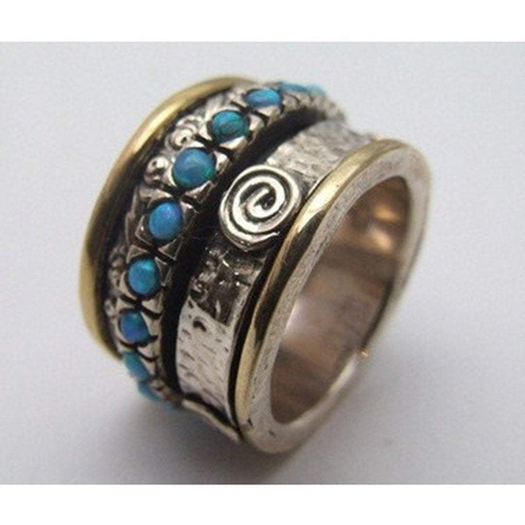 Bluenoemi Spinner Ring Israeli Jewelry silver gold spinner rings Israeli ring set with opals