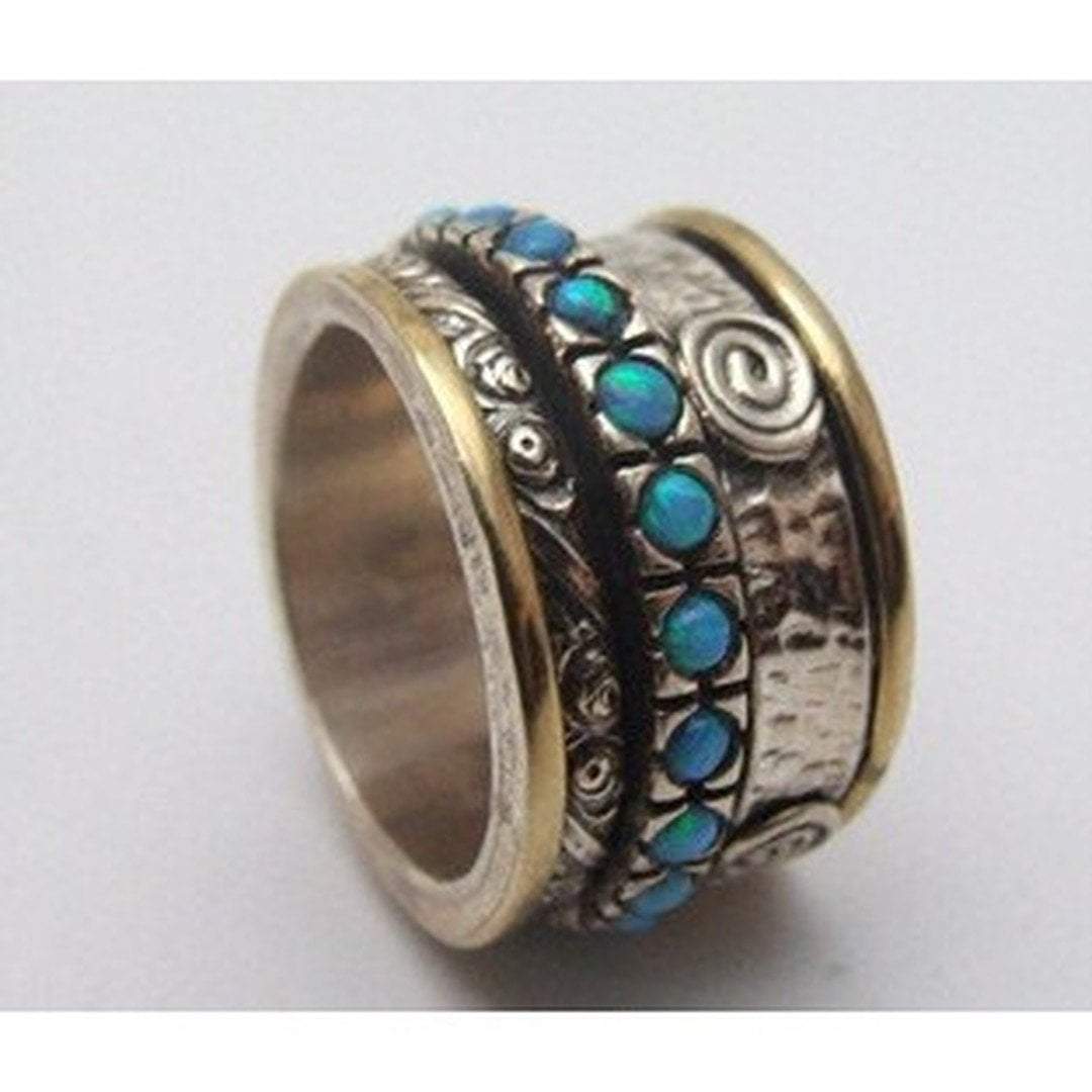 Bluenoemi Spinner Ring Israeli Jewelry silver gold spinner rings Israeli ring set with opals