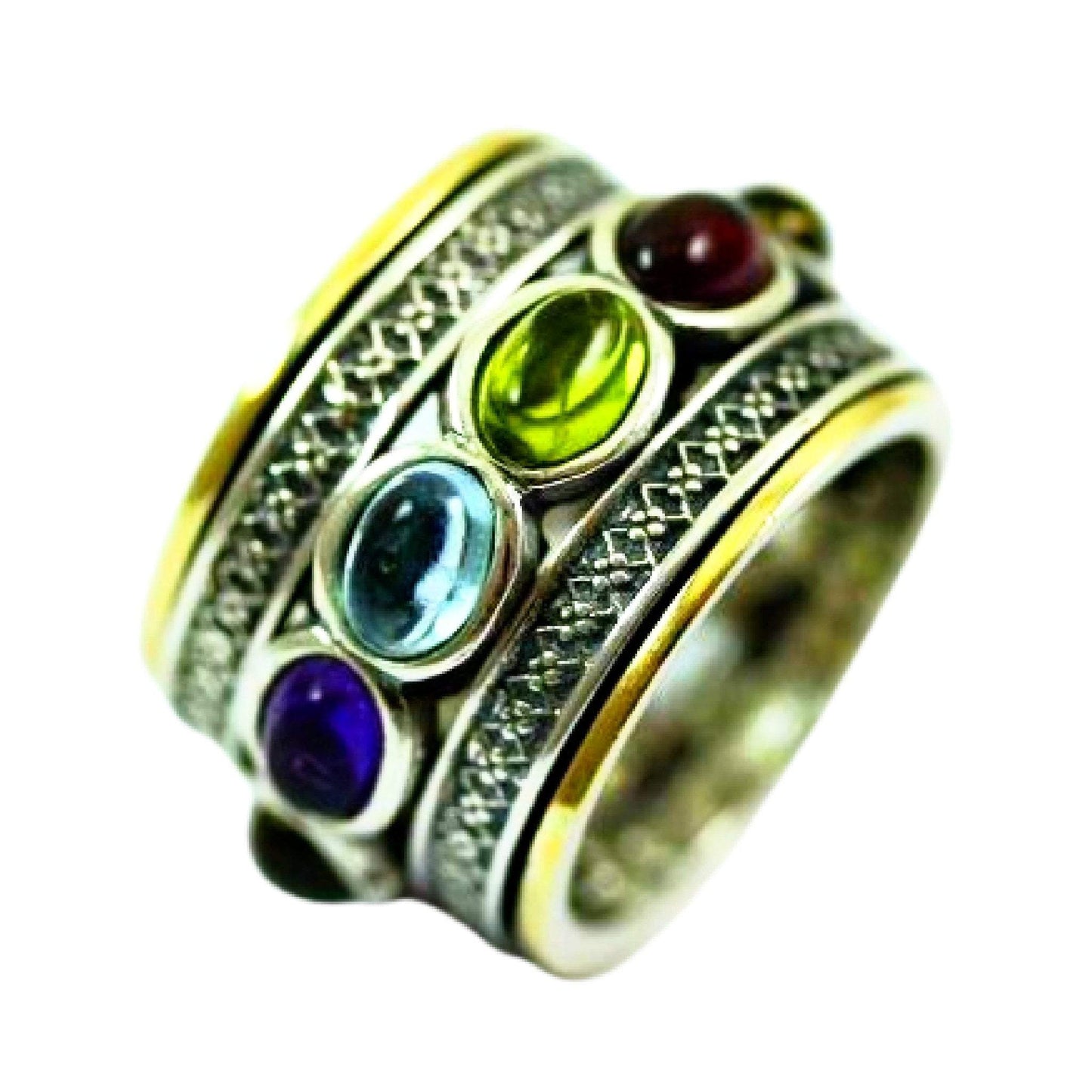 Bluenoemi Spinner Rings Bluenoemi amazing spinner ring for Woman - Silver Gold Zircons