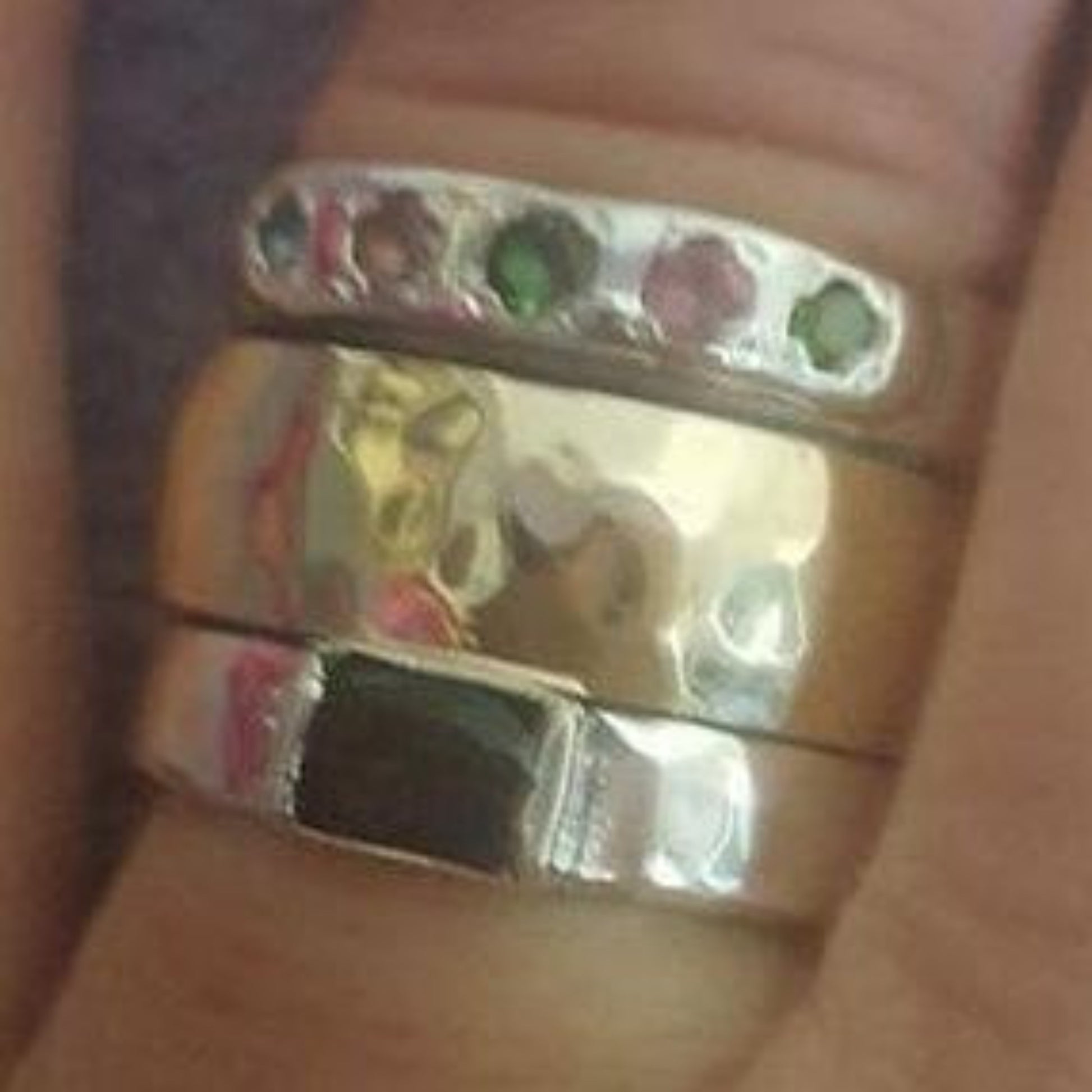 womens fidget ring Bluenoemi spinner sterling silver ring with 9 ct gold - Bluenoemi
