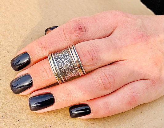 Ring Fidget Bluenoemi Spinner Ring for Woman Unique Silver & Gold designer Meditation ring.