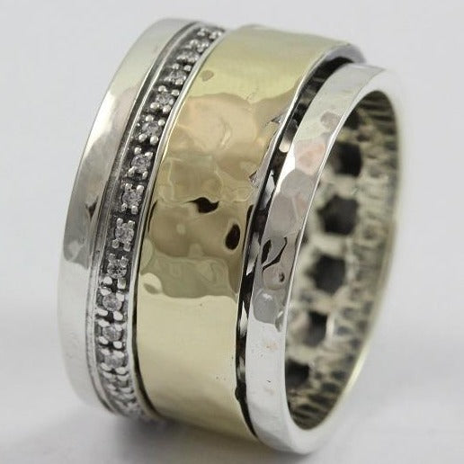 Bluenoemi Spinner Rings Designer Spinner ring silver and gold for woman