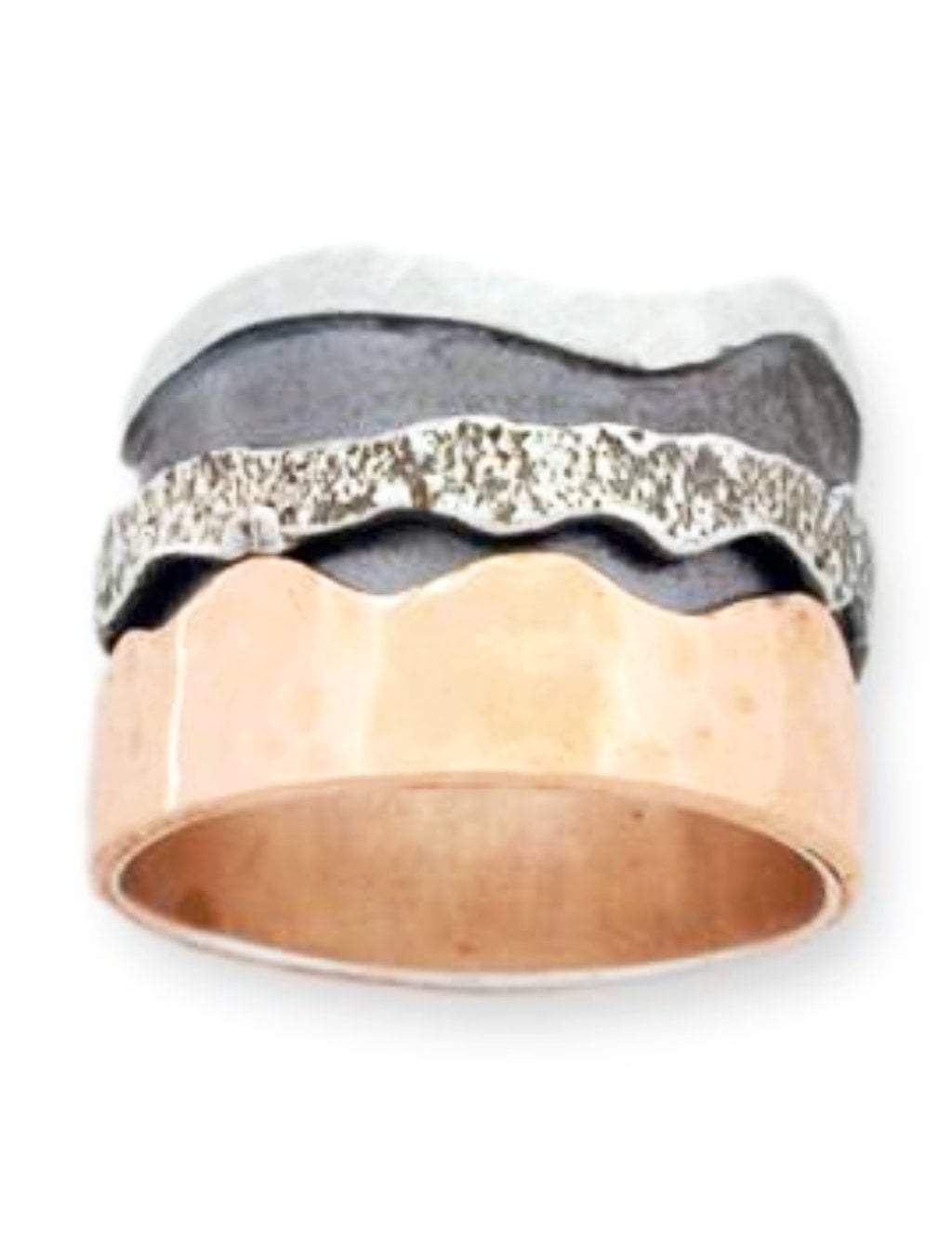 Bluenoemi Spinner Rings Designer Spinner ring  Sterling silver & 9KT Rose Gold spinning.