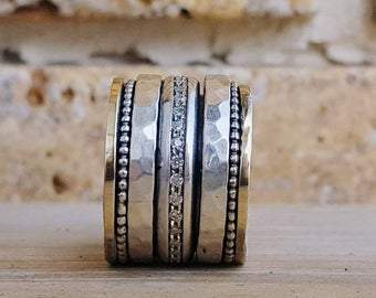 Bluenoemi Spinner Rings Elegant Spinner Ring for Woman Eternity Band Spinner Rings for Women Gemstones Rings, Meditation Ring for women.