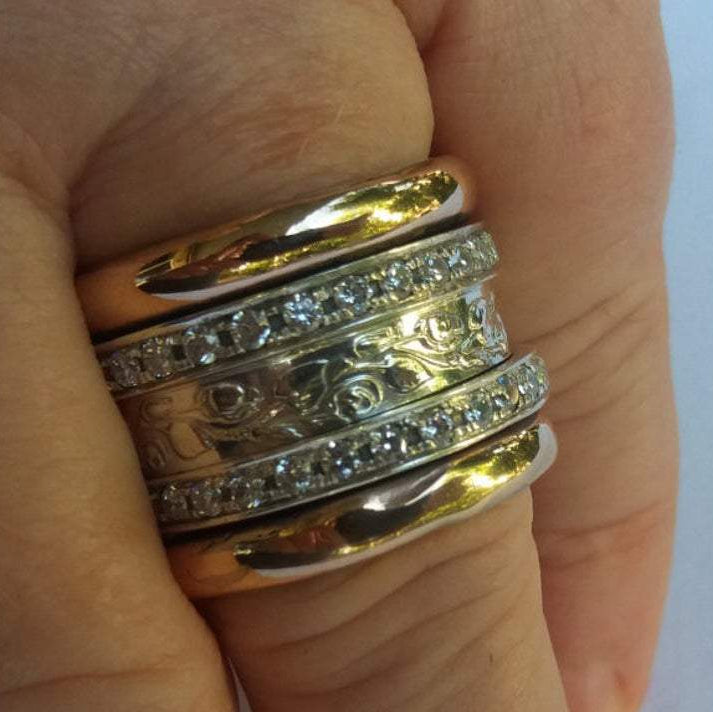 Fidget Rings for Women Spinner ring womens Israeli, Ring Eternity Band. Gemstones Spinner Rings - Bluenoemi