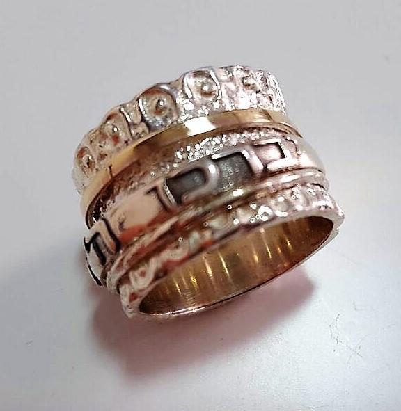 Bluenoemi Spinner Rings silver gold / 5 Meditation ring size selectable spinner wedding .925 silver 9k gold Bluenoemi