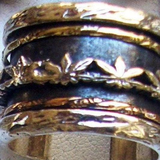 Spinner Ring wide band silver gold ring for woman. - Bluenoemi