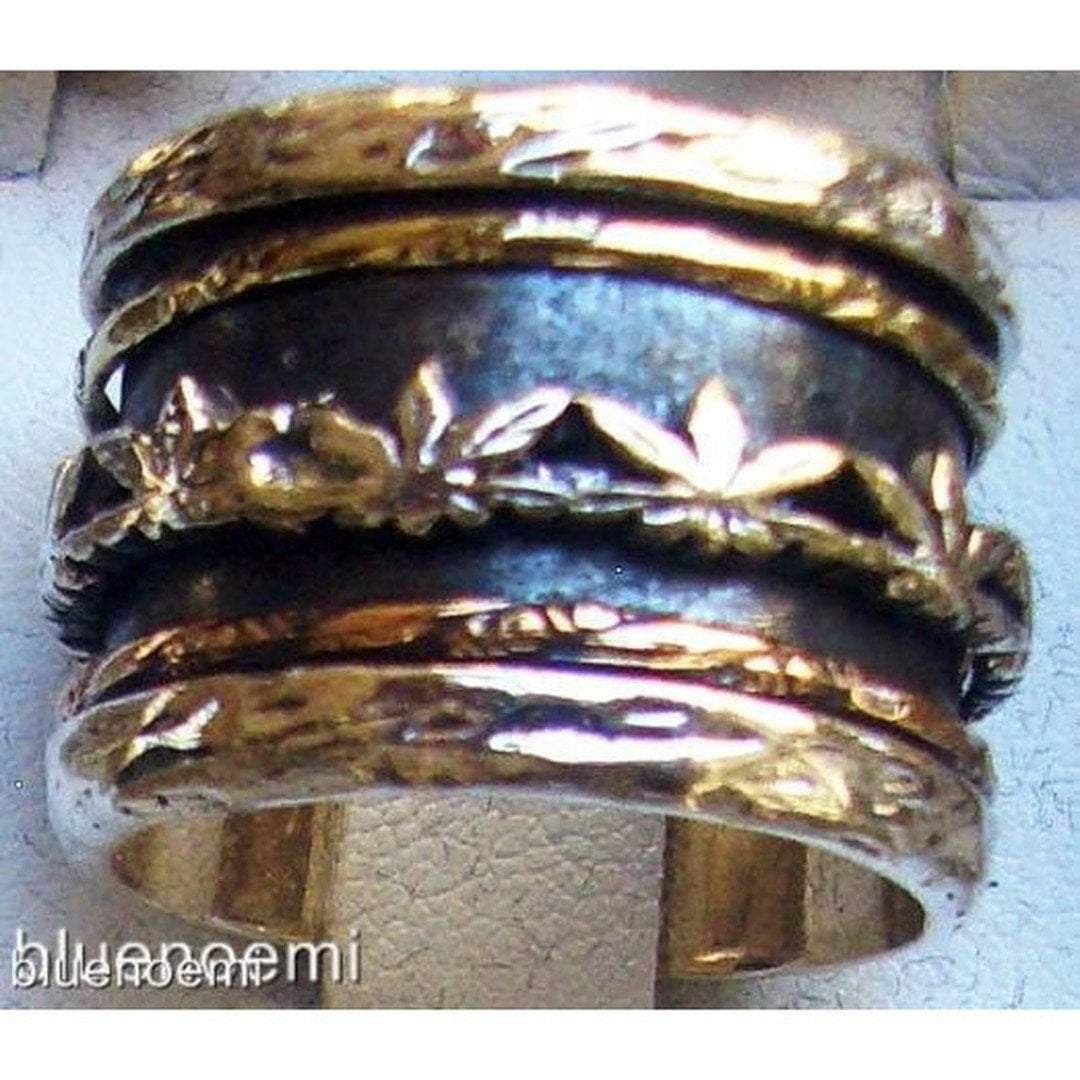 Bluenoemi Spinner Rings Spinner ring floral design meditation rings / silver Spinner Ring  wide band ring silver gold woman ALL RINGS SIZES