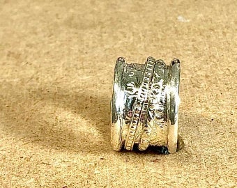 Bluenoemi Spinner Rings Spinner ring for woman handmade jewelry. Israeli meditation rings using sterling silver