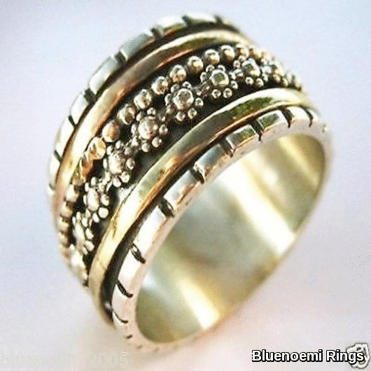 Bluenoemi Spinner Rings Spinner ring silver and gold / silver Bluenoemi Meditation Ring Sterling Silver Gold Spinner Rings
