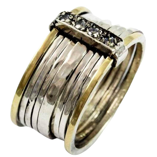 Stacking rings. Vintage inspired bands for woman with zircons - Bluenoemi