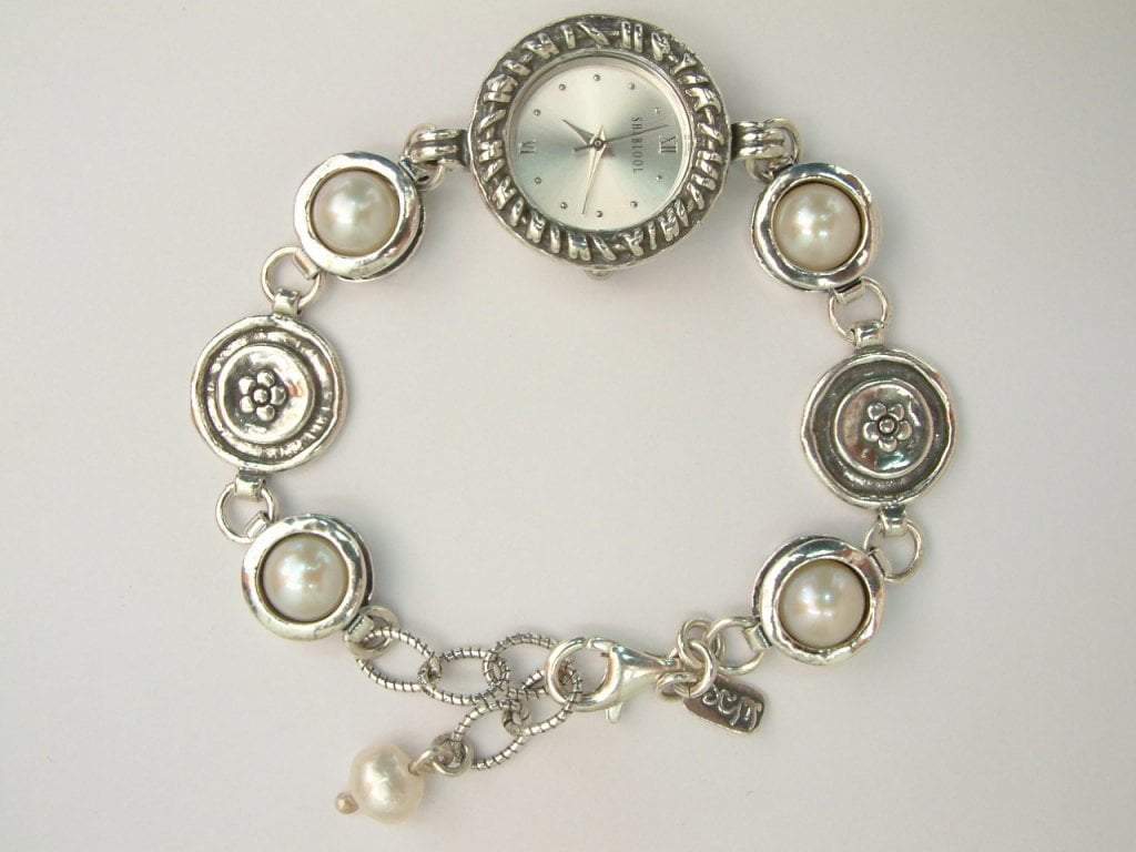 Bluenoemi Watches silver Sterling Silver Watch with Pearls Handcrafted Watches Japanese Myota NEW