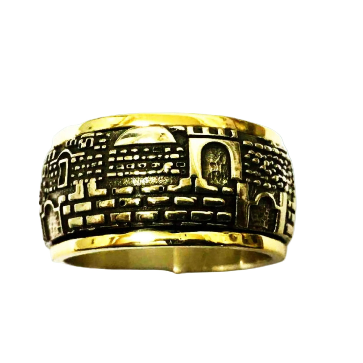 Jerusalem Sterling Silver Gold Spinner Ring Size Selectable Jewish rings - Bluenoemi