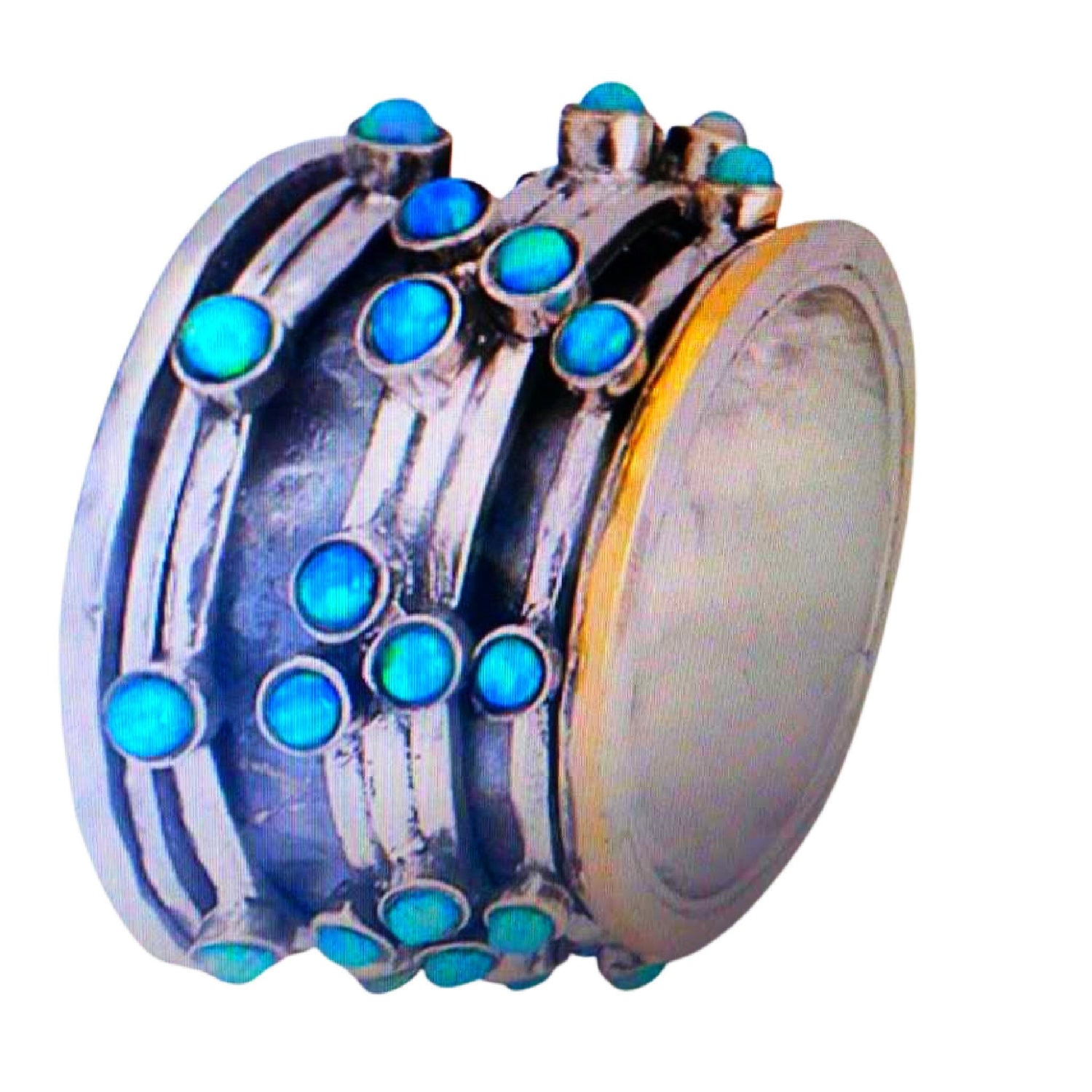 Bluenoemi Spinner Rings Spinner rings meditation rings. Silver gold set with blue opals.