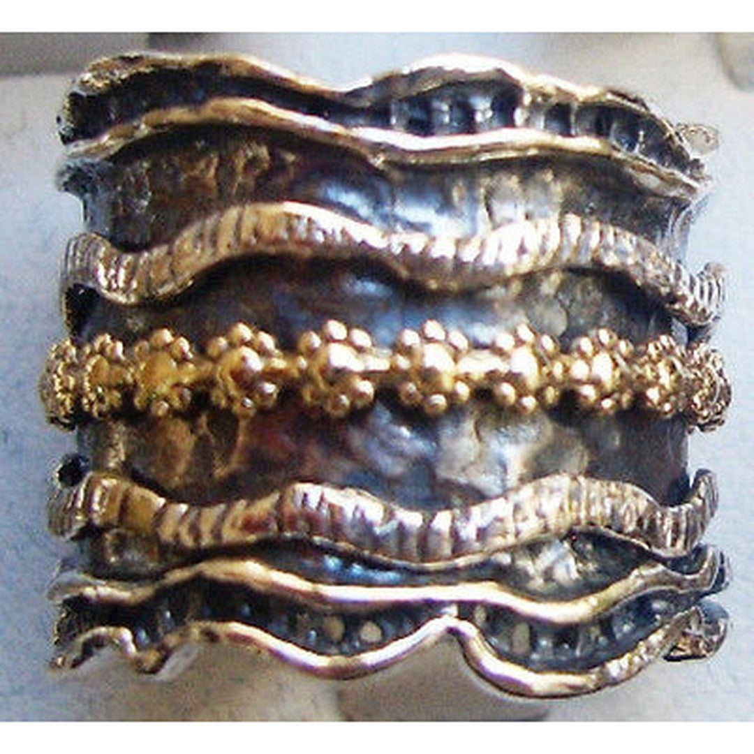 Spinner Rings Israeli Silver Gold stackable ring designe jewelry swivel design-Rings-Bluenoemi Jewelry